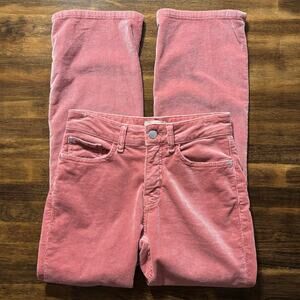 Pilcro Women’s 25 x 26 Corduroy Pants Yaya Mid Rise Crop Straight Leg Flare Pink